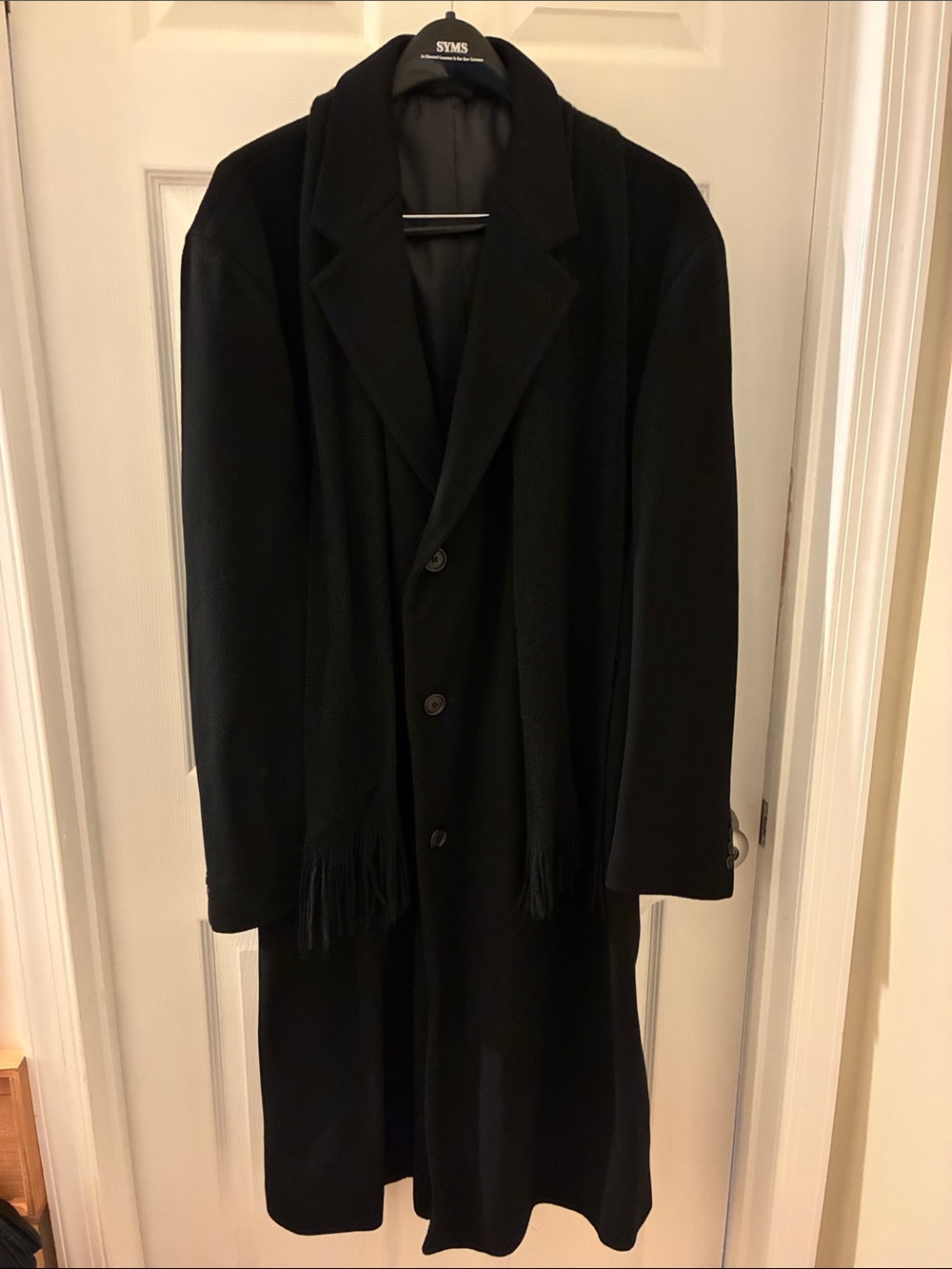 Classic Men's Black Long Trench Coat with Scarf - Timeless Outerwear